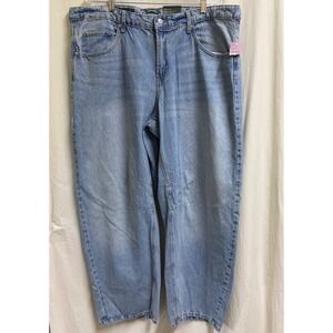 Wild Fable Womens Mid-Rise Barrel Jeans Light Wash Blue Rigid Denim Size 17/32